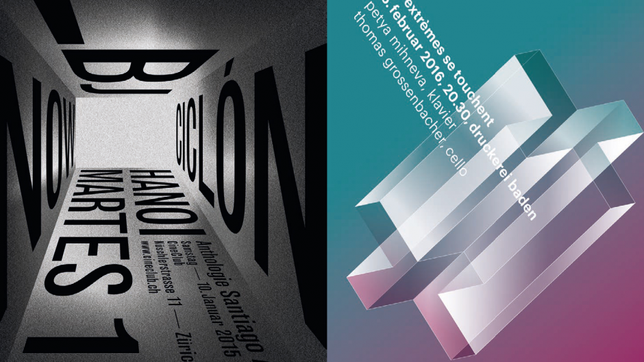 HF für visuelle Gestaltung: Plakate zu Pflicht und Kür von Studierenden gestaltet