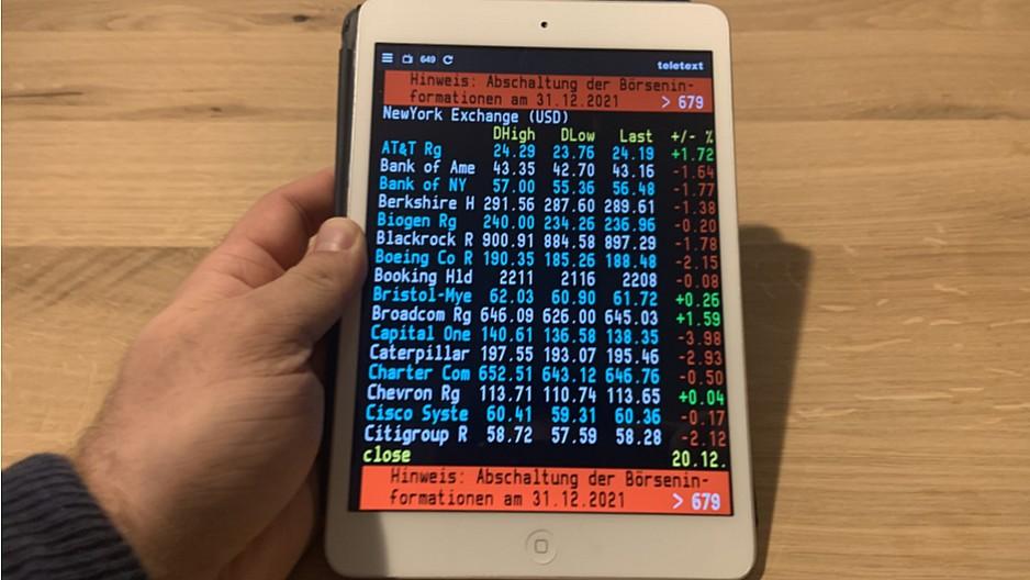Teletext: Börse und Verkehr werden eingestellt