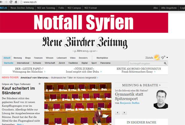 NZZ: Website noch einmal deutlich umgestaltet